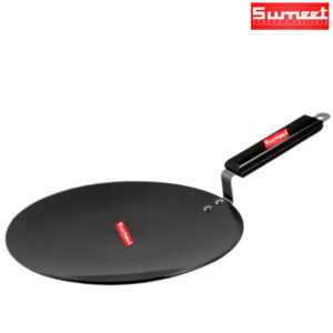 Sumeet 4MM Hard ANODISED Aluminum C.TAWA 10 (Punjabi Handle) , Black