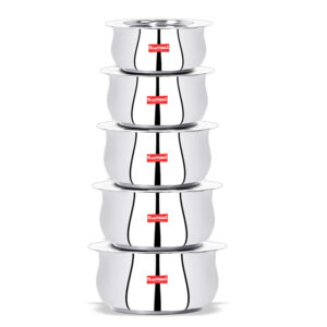 Sumeet Stainless Steel Cookware Set With Lid, 5 Piece (Steel)
