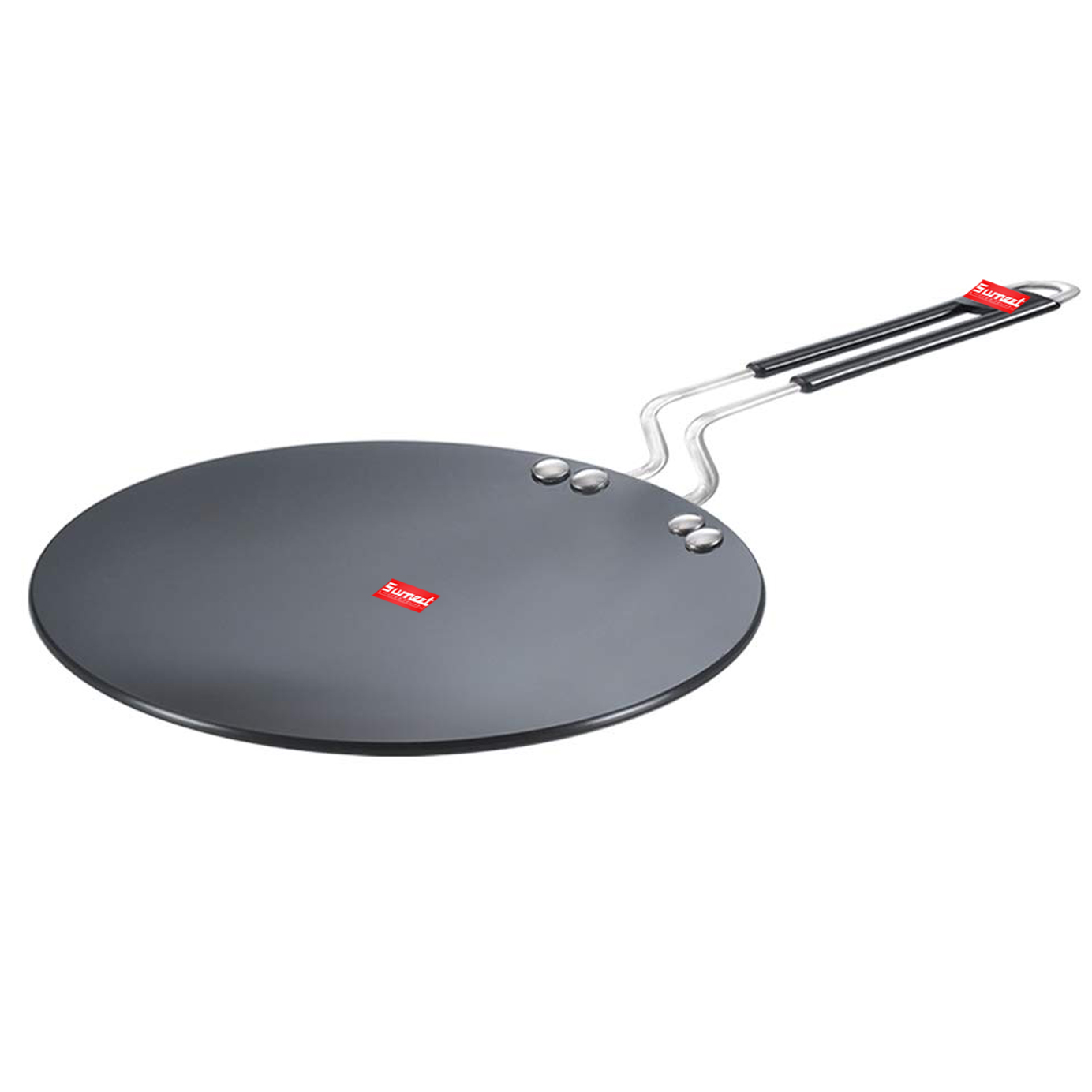 1 Sumeet Hard Anodised Aluminium Plus Cookware Induction Base Roti Tawa, 22.5cm, Black