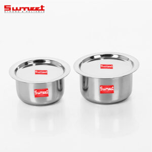 Sumeet Stainless Steel Cookware Set With Lid, 2 Piece (Steel)